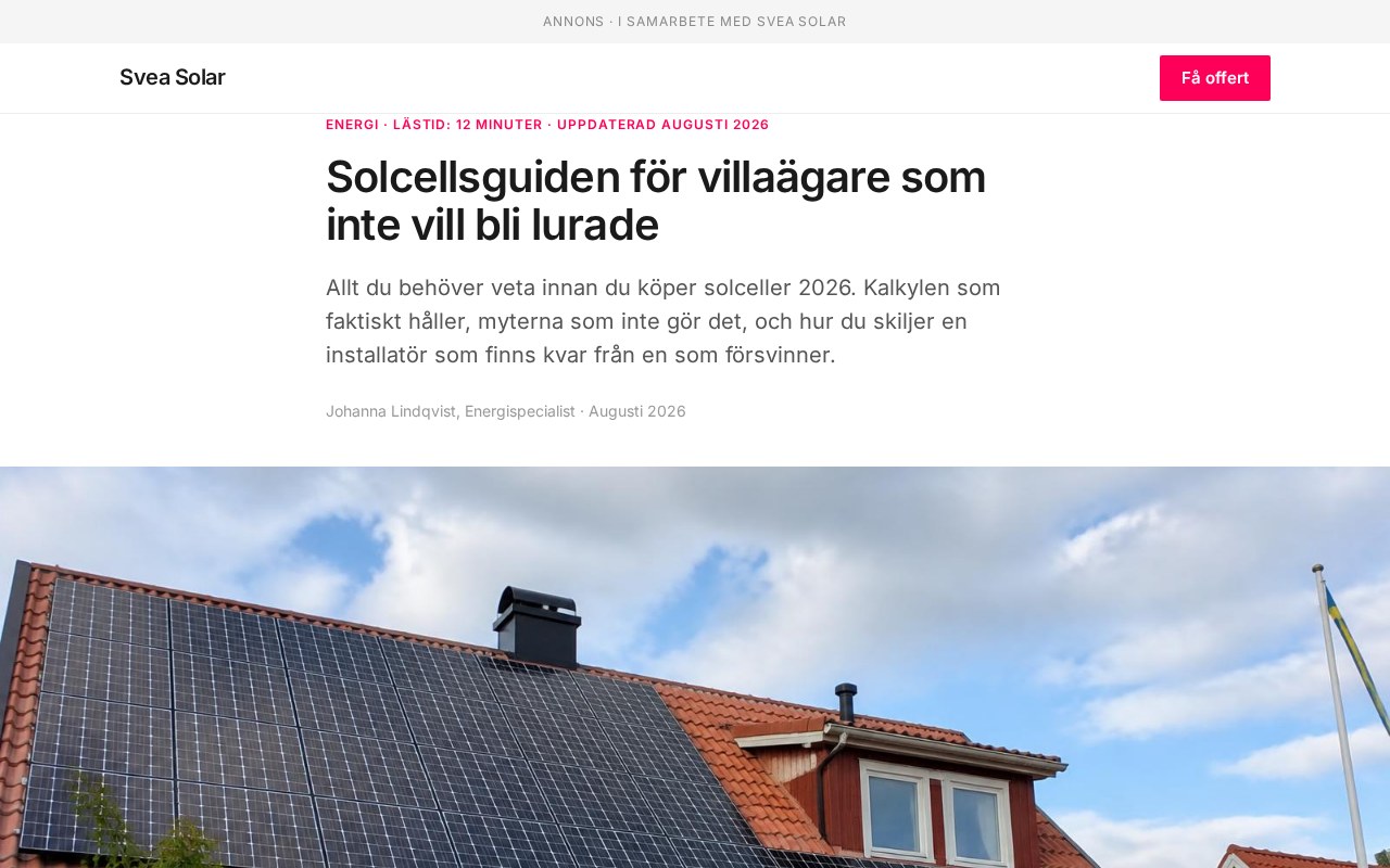 Skärmbild av presell-sidan för Case 3 - Svea Solar
